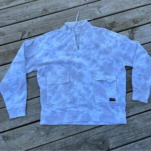 Topman Tie Dye Gray White Half zip Sweatshirt Medium